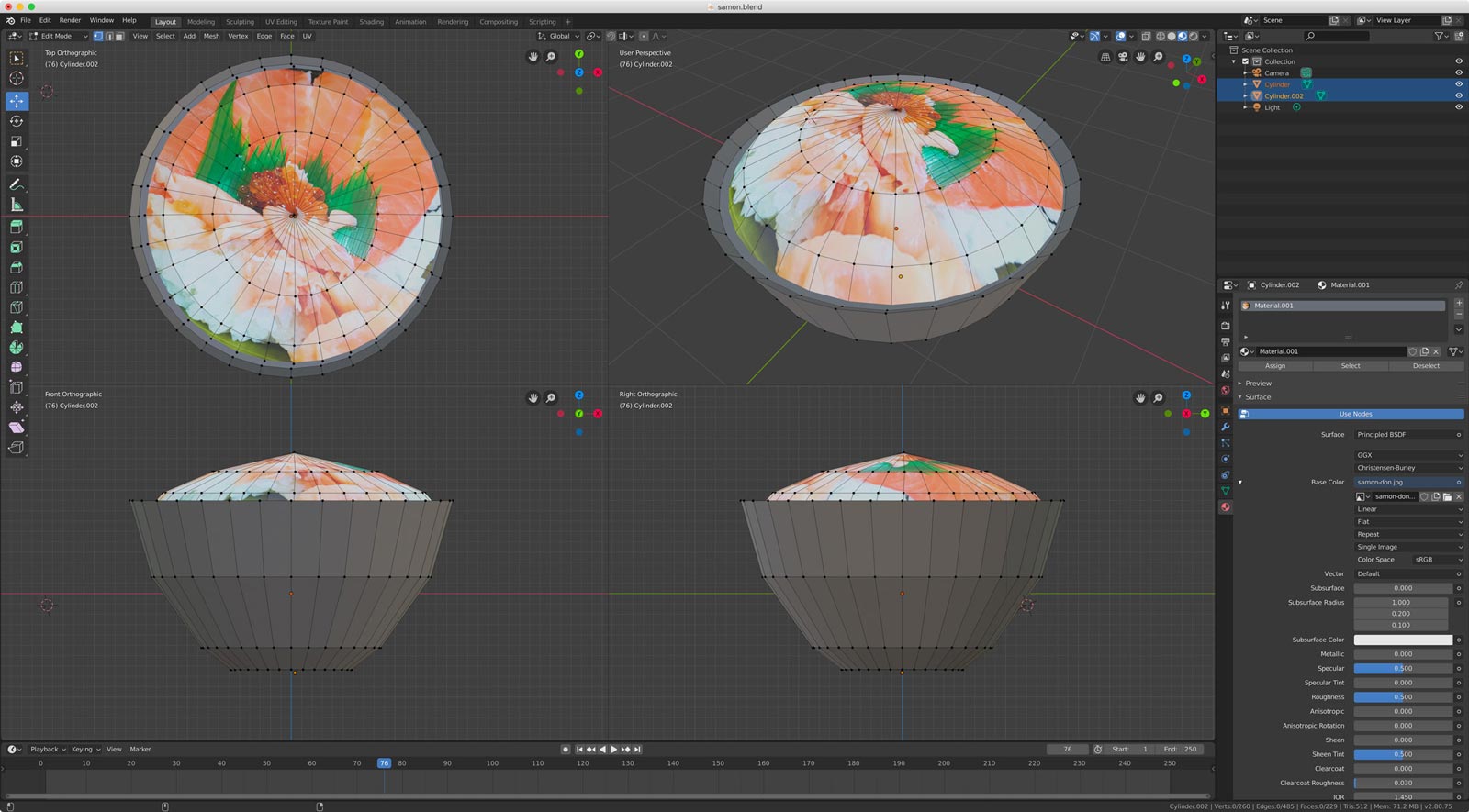 雑なサーモン丼の 3D モデリング